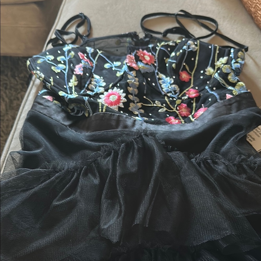 Floral Embroidered Black dress